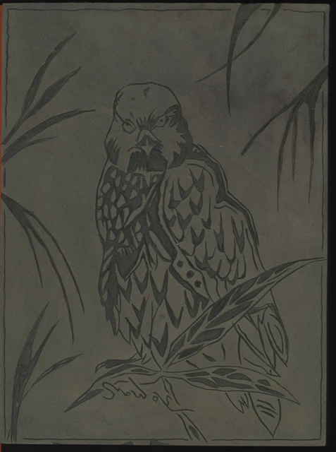 LINÓLEO CORTE DE LINO 9 x 12 pulgadas * ÁGUILA en la rama nombre corte cheques escaneos BLOQUE DE IMPRESIÓN