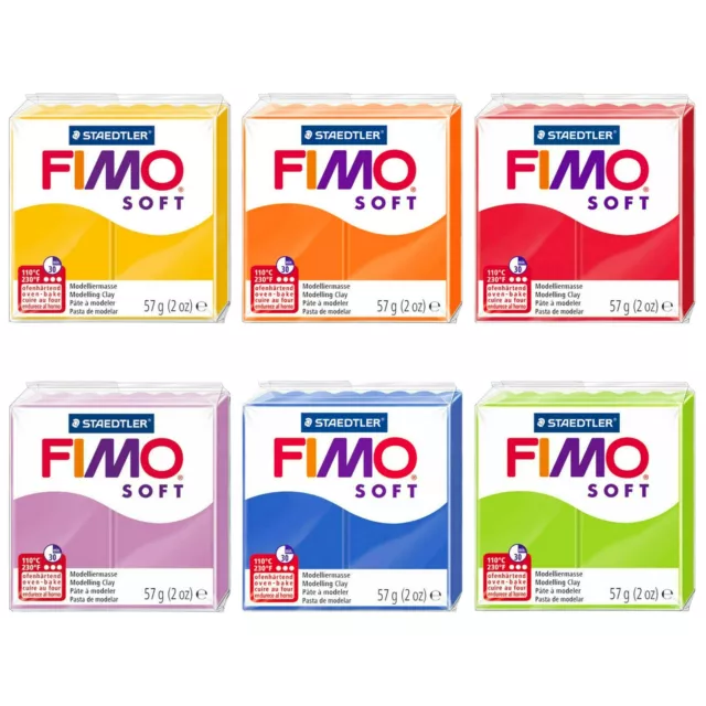 FIMO weicher Polymerofen Modellierton - 57g - 6er Set Farben - Federtöne