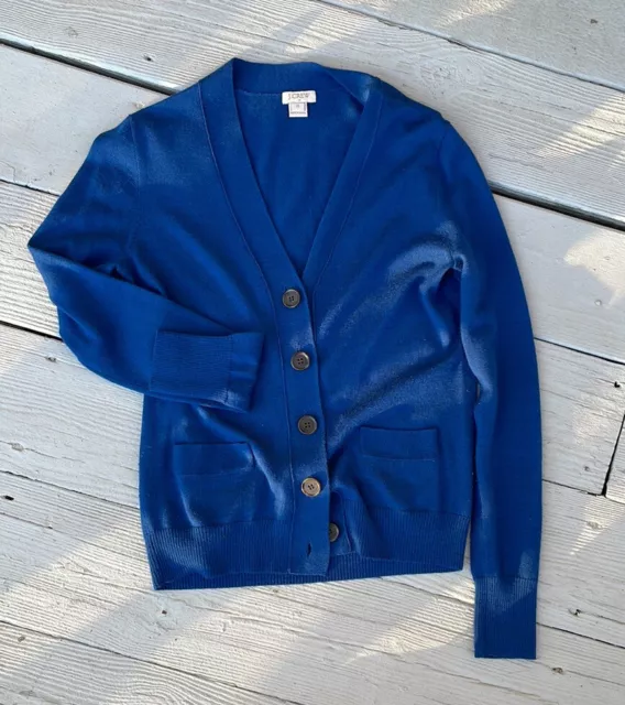 JCrew Factory Blue University Cardigan, Size XS (hole!)