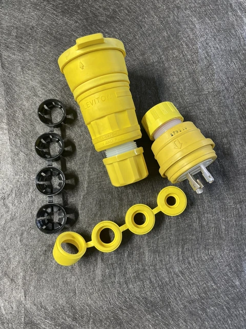 LEVITON WETGUARD 29w81 30A Watertight Locking Connector 4P 5W 120/208Vac L21-30R