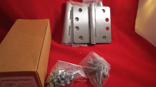 BOX OF THREE  WORLD CLASS PBB PB81 Commercial Door HINGES 4" X 4" Dull Chrome