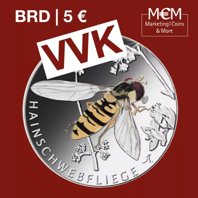 ### 5 Euro Deutschland 2024 Hainschwebfliege  Insektenserie Insektenreich Vvk ##