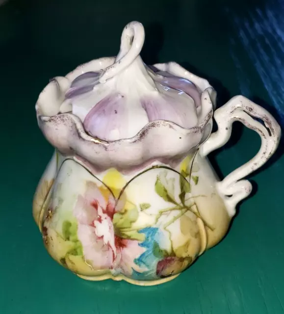 RS Prussia Morning Glory Mold Mustard Pot