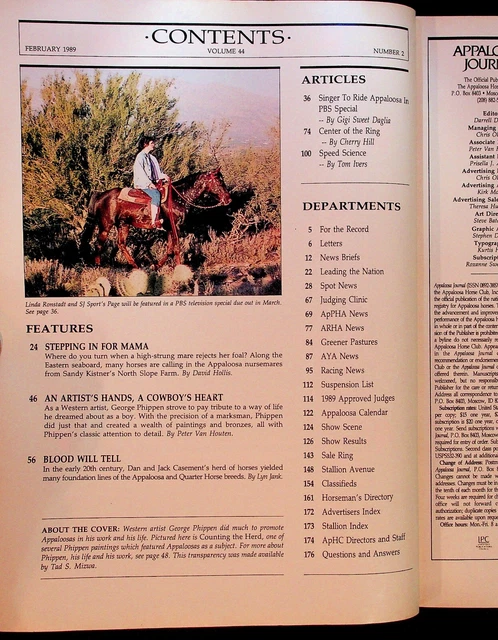 VINTAGE APPALOOSA JOURNAL Magazine February 1989 Horse Breeding Photos
