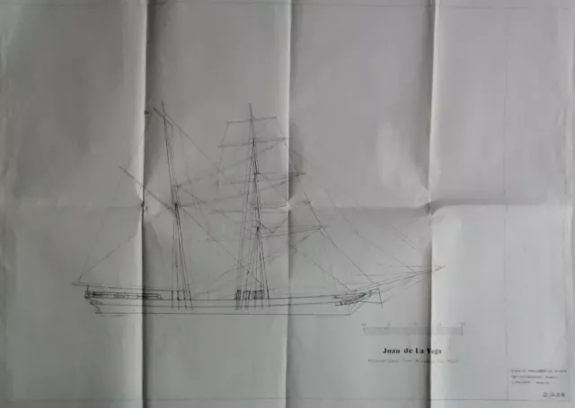 Plans to build a model of the Juan de La Vega a sailing ship from 1871