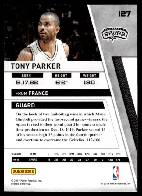2010-11 PANINI SEASON Update Tony Parker San Antonio Spurs #127 $1.99 ...