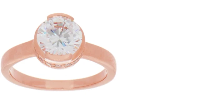 TOVA Diamonique Round CZ Bezel Ring Size 10 Sterling Silver