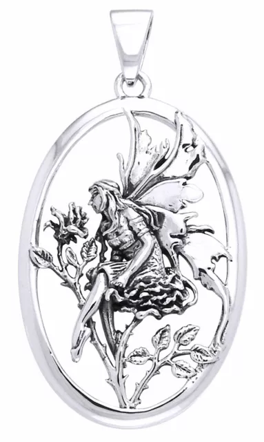 Amy Brown Rose Fairy .925 Sterling Silver Pendant by Peter Stone Fine Jewelry