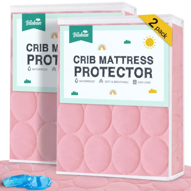 Crib Mattress Protector 2 Pack, Waterproof, Quilted, Absorbent, Noiseless, 52...