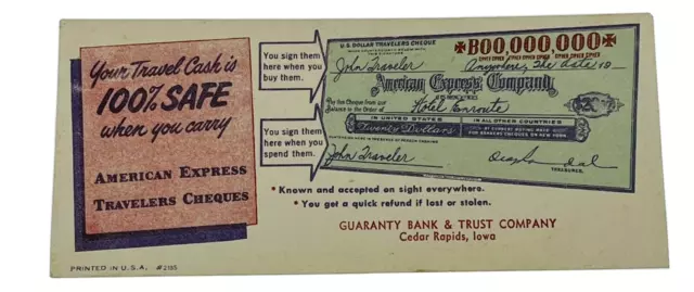 American Express Guaranty Bank & Trust Cedar Rapids IA Advertising Ink Blotter