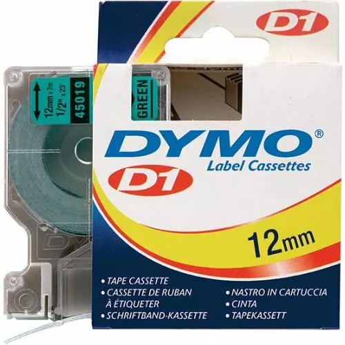 Dymo Schriftband D1 45019 schwarz/grün 12mmx7m