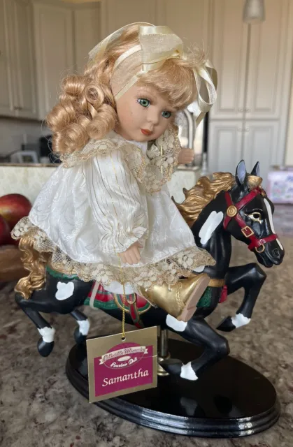 Collectible Memories Porcelain Doll “Samantha” On Carousel Horse