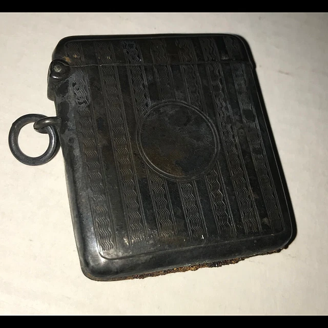 Original antique 1909 WWH Wiliam Hair Haseler SILVER MATCH SAFE Birmingham UK