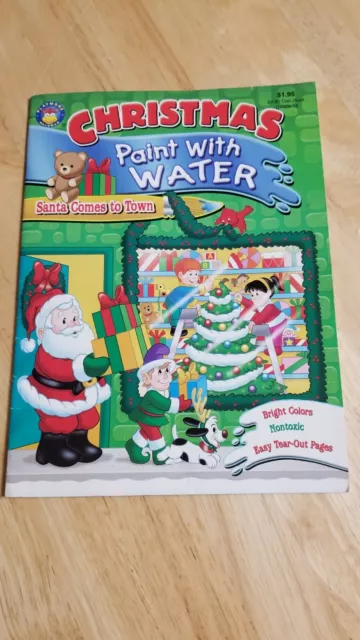 CHRISTMAS Paint with Water Children's Book Santa Comes to Town Unused