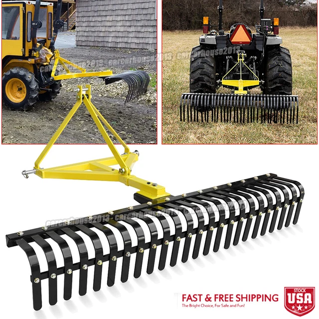 USA  Attachments 5 FT Landscape Rake for Compact Tractors, Category 1, 3 Point