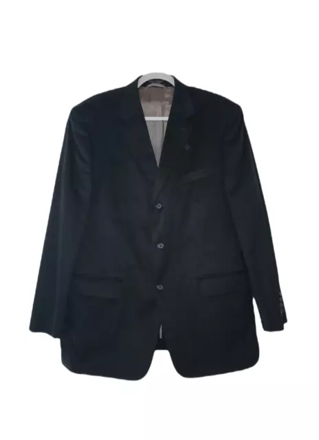 NWT Haspel Newman Mens Cotton Single Breasted Blazer Jacket 42R Black 3-Button