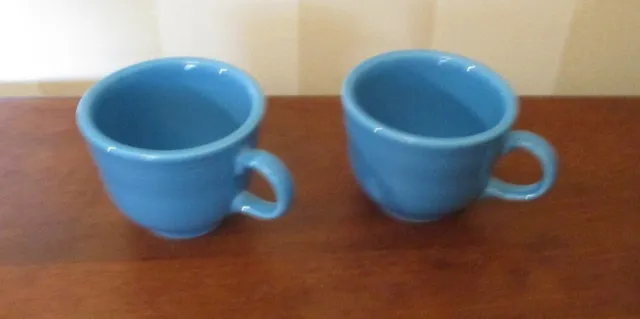Pair of Fiestaware 7-3/4 oz coffee or tea cups, cup with handle, Peacock Blue