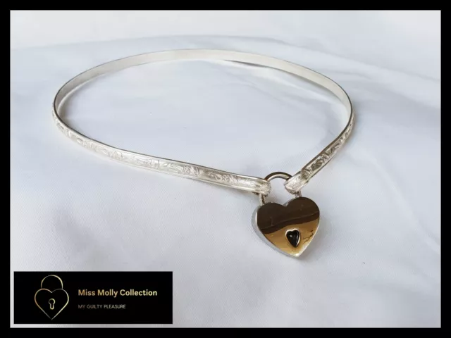 Day Collar Gold Heart Lock Charm Locking Options - Etsy