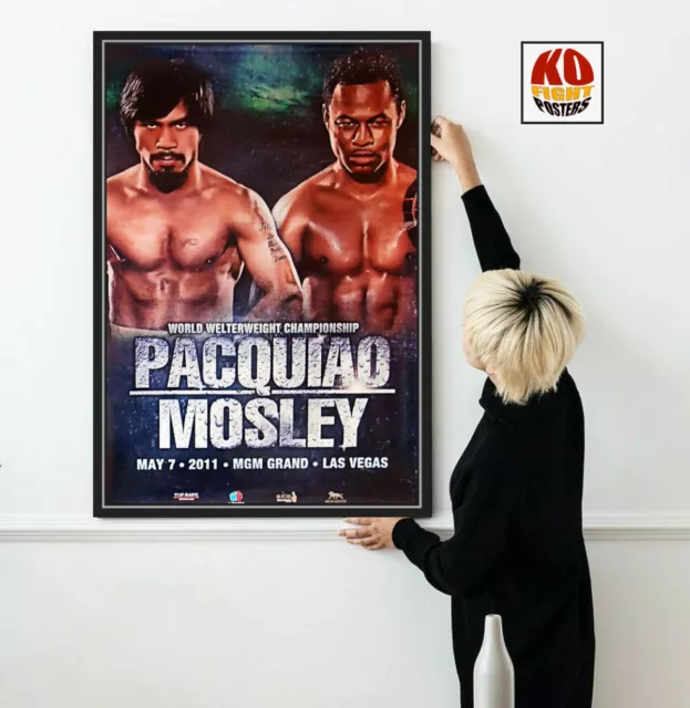 MANNY PACQUIAO vs. SUGAR SHANE MOSLEY : Original Onsite Boxing Fight Poster 10D