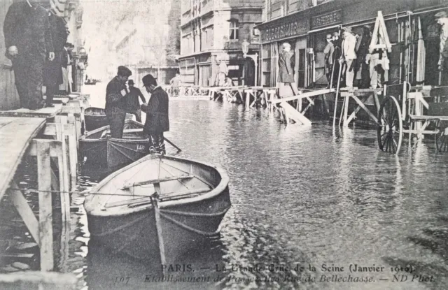 CPA Paris Inondations 1910 Passerelle Rue De Bellechasse Crue De La Seine