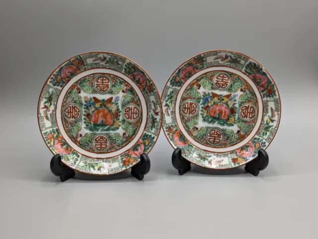 Chinese Famille Verte Pair Plates - Early 20th Century, Republican, Hand-painted