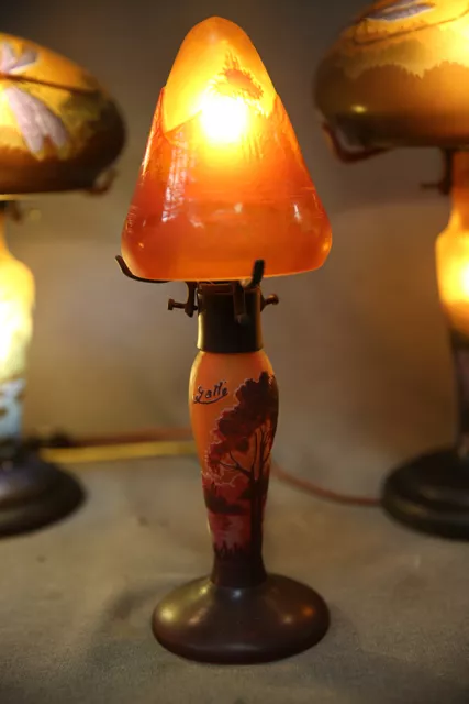 Early 20th Century Art Nouveau Galle Repro Colorful Table Lamp Mushroom