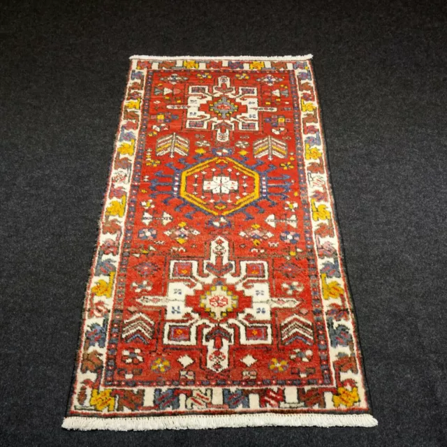 Oriente Alfombra Heriz 125 X 67CM Gharadje Persa Anudada a Mano Manta