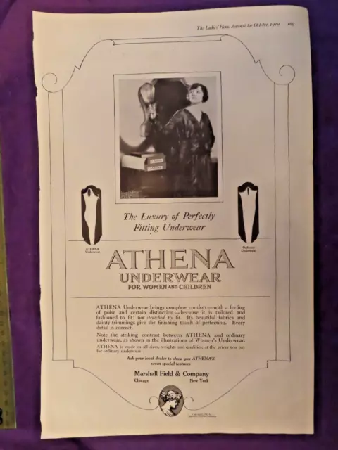 Vintage ATHENA UNDERWEAR 1919 Women's Fashion DECO style Original PRINT AD