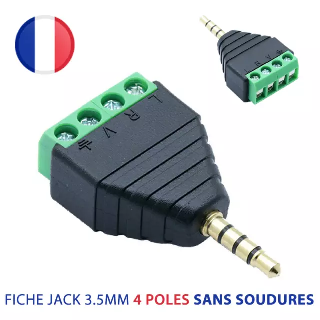 3.5mm Male Adapter TRS/TRRS 4 Pole Solder-Free Repair Headphone Jack Plug Audio