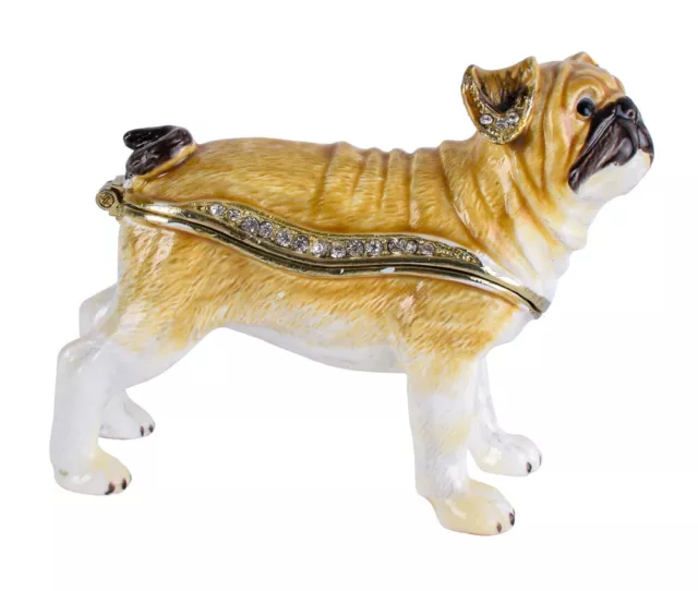 Boîte Mops Figurine à Bijoux Carlin de Pilule Faberge Pillenbox Chien