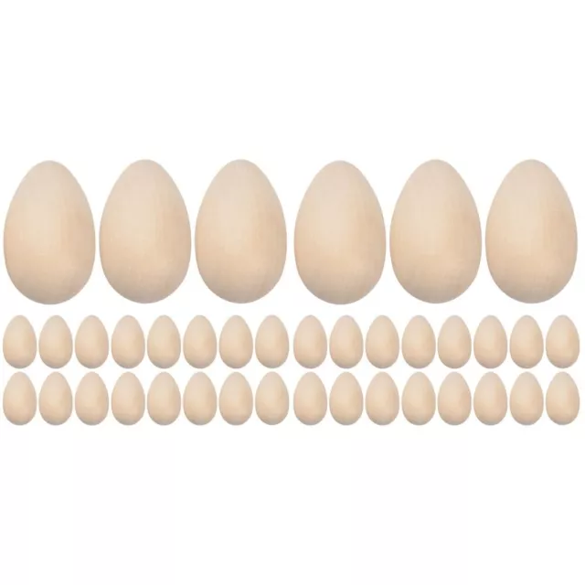 60 piezas de decoración de huevos de madera sin terminar huevos de imitación huevos