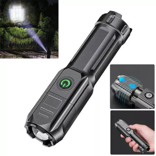 2 Pack LED Super Bright Flashlight Rechargeable Torch Tactical Lamp USB+ Battery