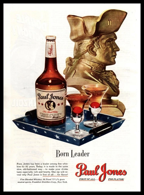 1948 Paul Jones "Born Leader" Whiskey Sours Mixed Drink Tray Vintage Print Ad