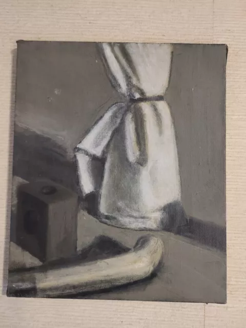 Vintage Oil on canvas un framed Painting Still-life Small-Decrative 1970s
