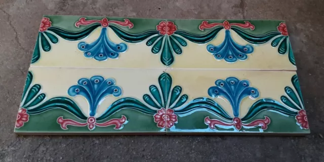 4 Pcs Lot Rare Ceramic Tiles Porcelain Vintage Art Japan  Tiles M.s. Tiles Works