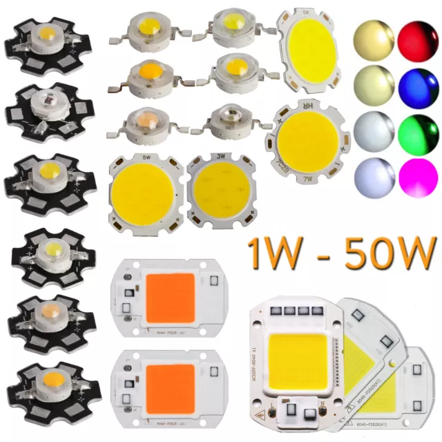 1X 10X LED Maïs Puce Projecteur 1W 3W 5W 7W 20W 30W 50W Grow Lampe Plante Perles