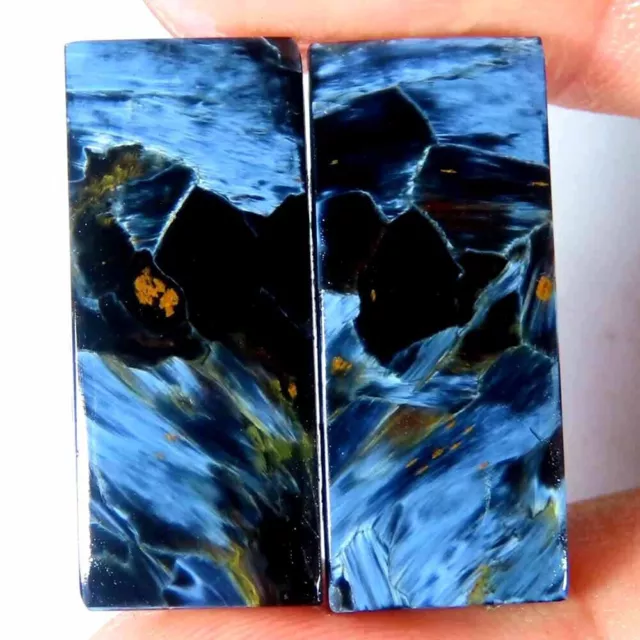 22.40Cts.100%Natural Blue Pietersite Matched Pair Octagon Cab 10x24x4mm Gems