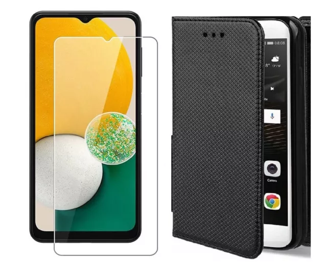 Etui Coque Portefeuille + Verre Trempé pour Samsung Galaxy A04S A13 A14 A33 A34