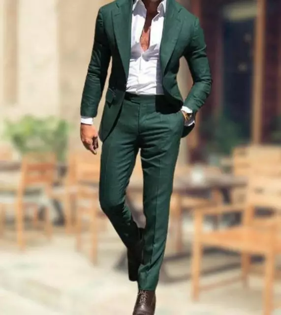 UOMO VERDE COMPLETO Tuxedo Elegante Sera Cocktail Party Cena Slim