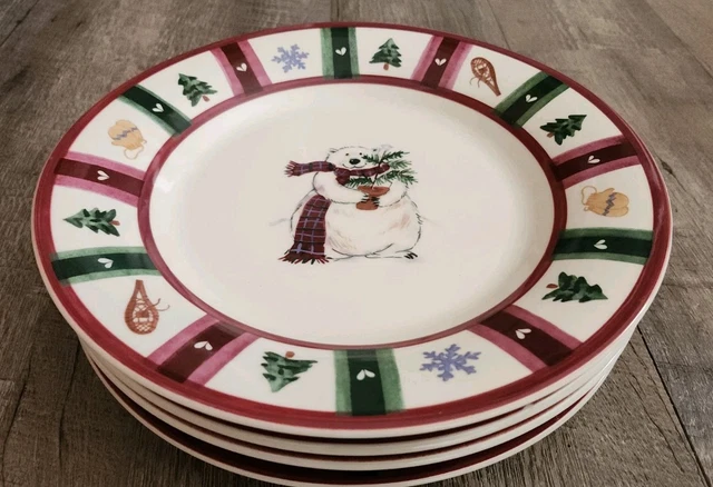 SET OF Pfaltzgraff Snow Bear Christmas Dinner Plates 11