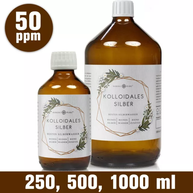 Kolloidales Silber (Silberwasser), 50 ppm in Apotheker-Glasflasche (250-1000 ml)