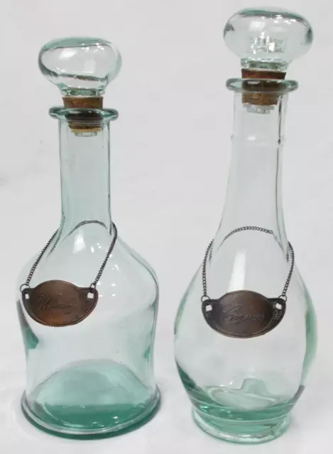 1960's vintage   classic glass French Bar  Whiskey & Cognac decanter set France