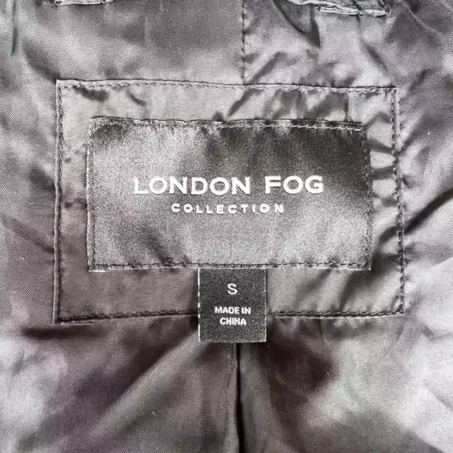 London Fog Black Winter Puffer Faux Fur Trim Collar Hooded Jacket Parka size S 3