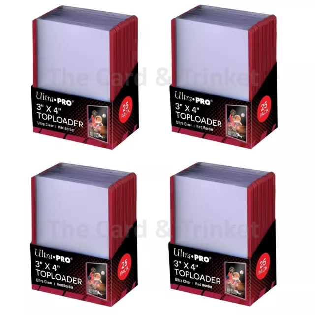 100 Ultra PRO Regular RED 35pt Card Toploaders Standard Toploader Holder 4x 25ct