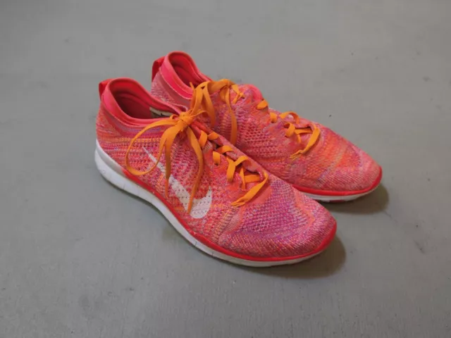 Nike Flyknit Free 5.0 Women's Size 7.5 Running Shoes Orange Athletic Sneakers