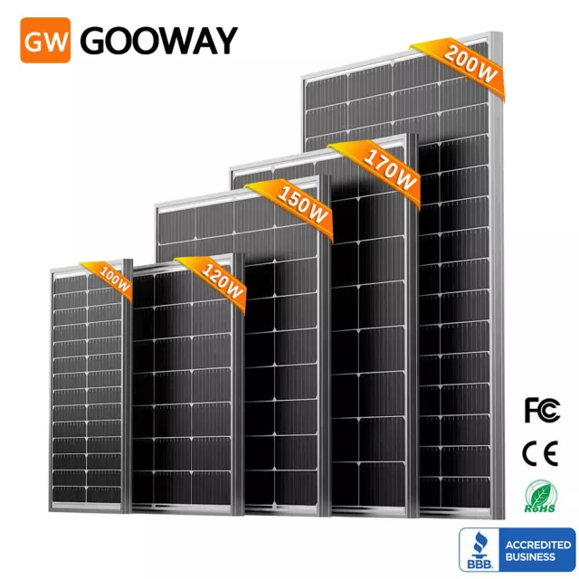 100W 120W 150W 170W 200W 300W Solar Panel 12V Mono Caravan Home Off Grid Boat RV