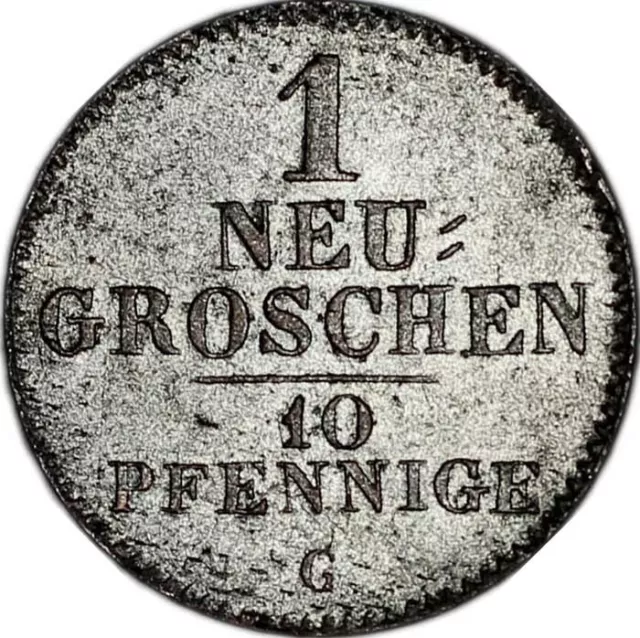 GERMAN STATES (SAXONY-ALBERTINE) coin 1 Neu Groschen 1842 G XF+