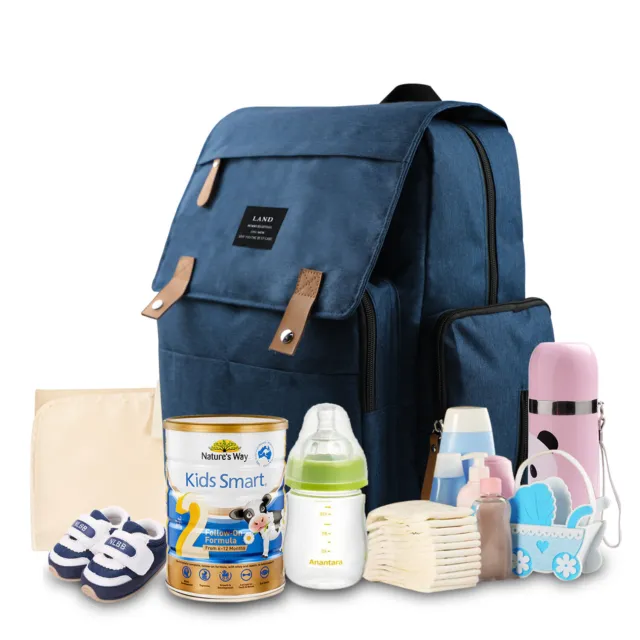 LAND Diaper Bag Waterproof Nappy Backpack Travel Foldable Backpack Navy