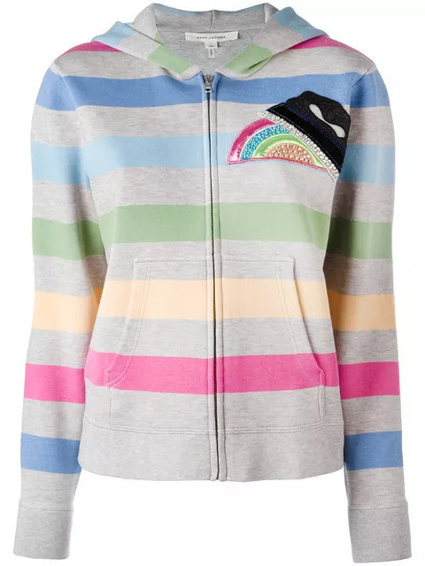 Marc Jacobs NWT Gray Multi Color Zipper Hoodie Sweatshirt Size Small Retail $595