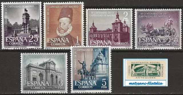 España 1961. Edifil 1388/1393. Serie Completa ”Capitalidad De Madrid”. Mnh***